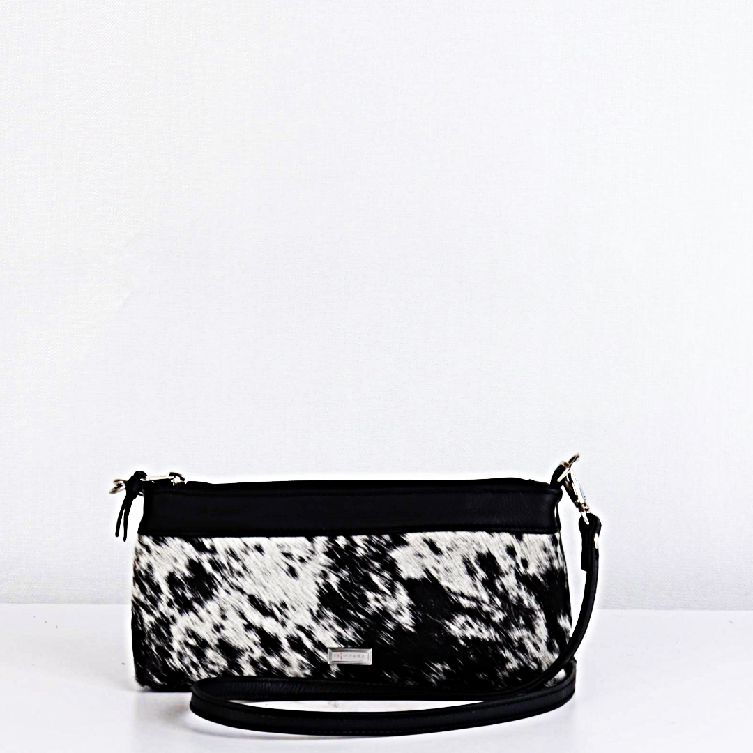 Carol Nguni Black Leather Clutch