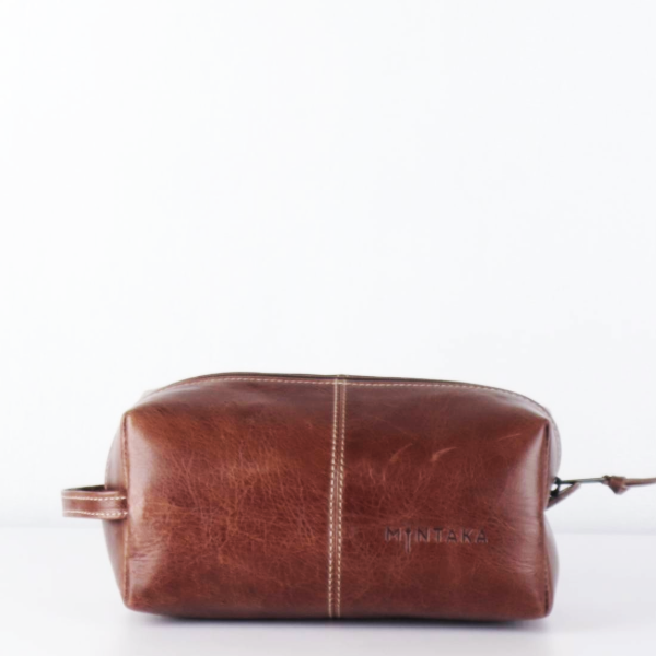 Men’s Doppio Leather Wash Bag