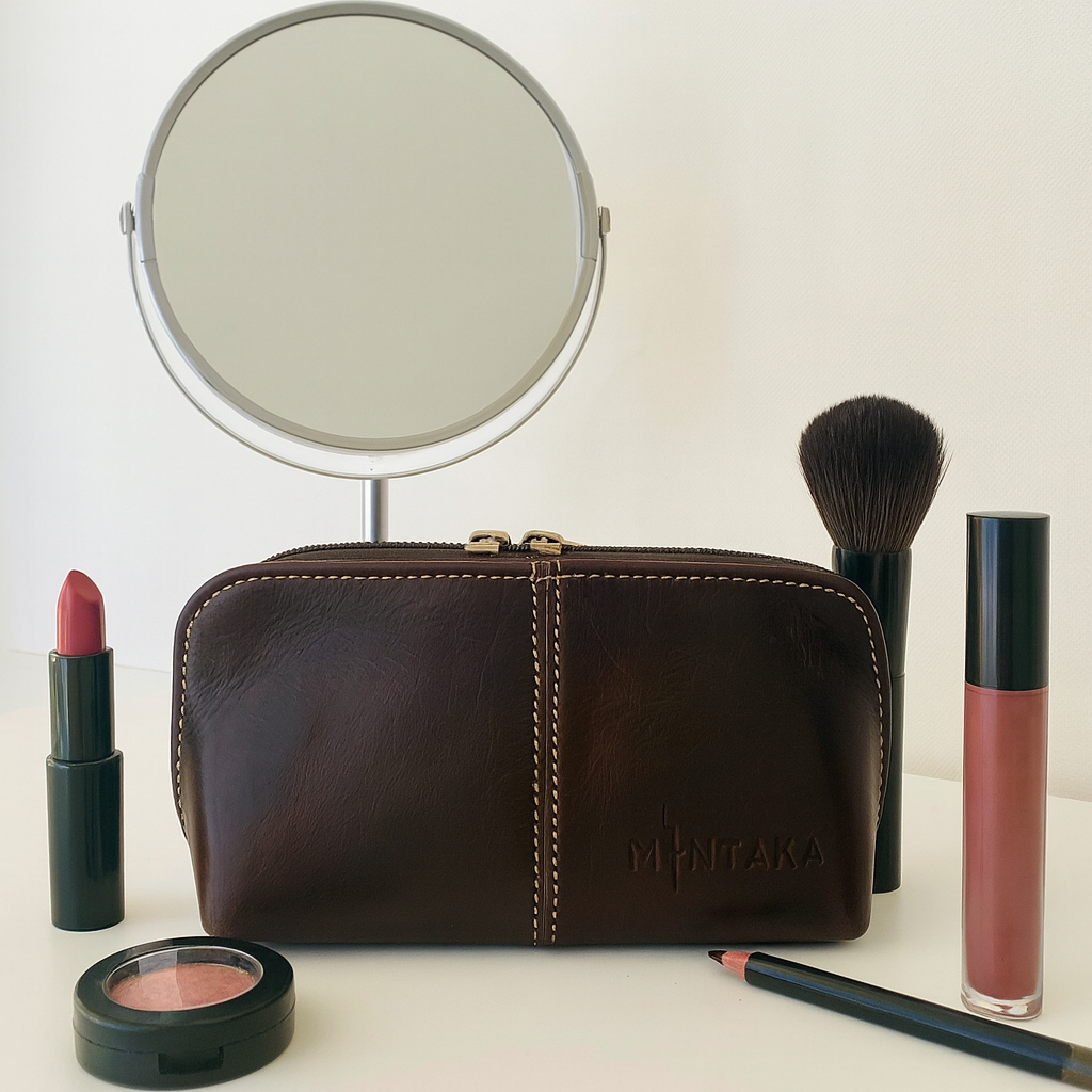 Gina Domed Leather Cosmetic Bag