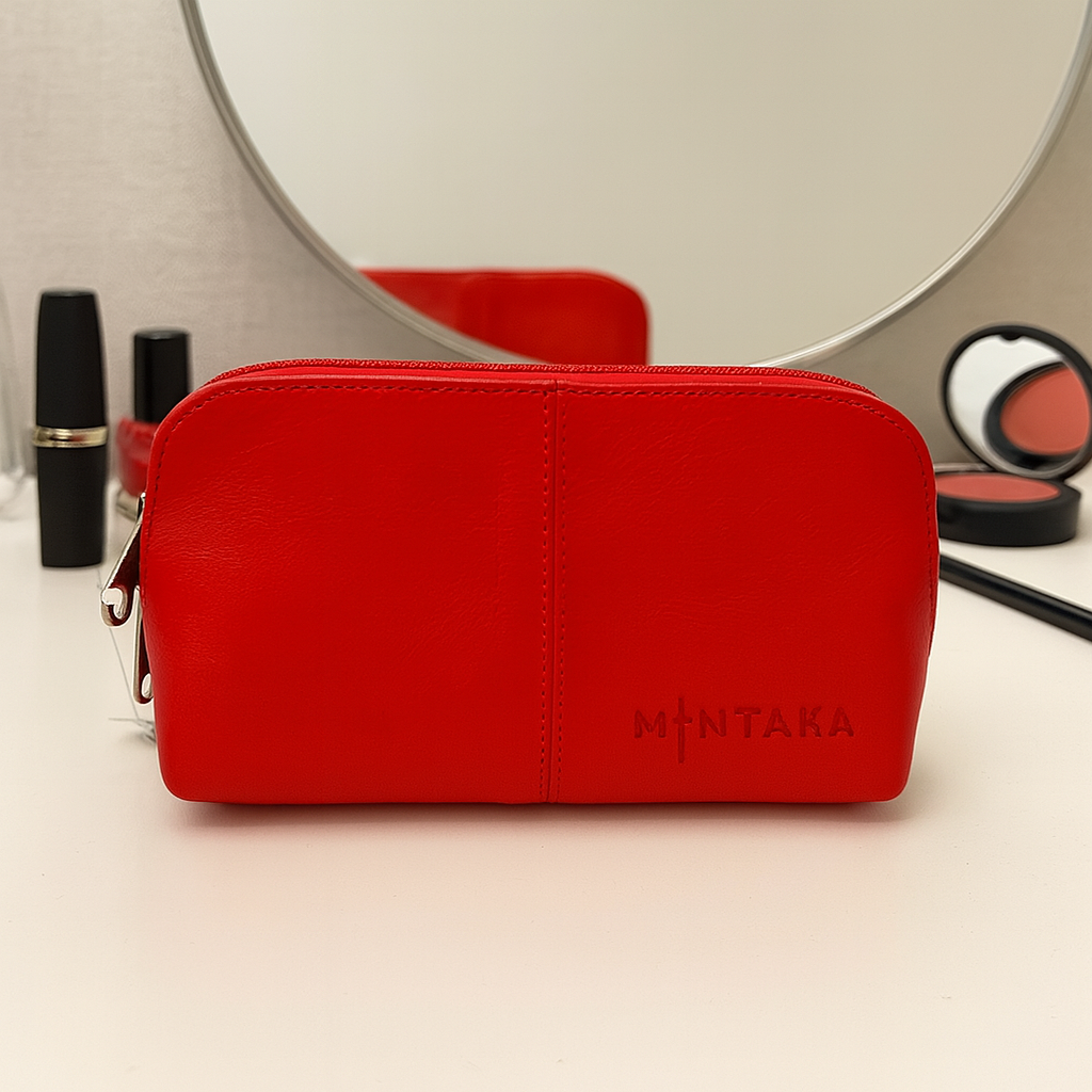 Gina Domed Leather Cosmetic Bag
