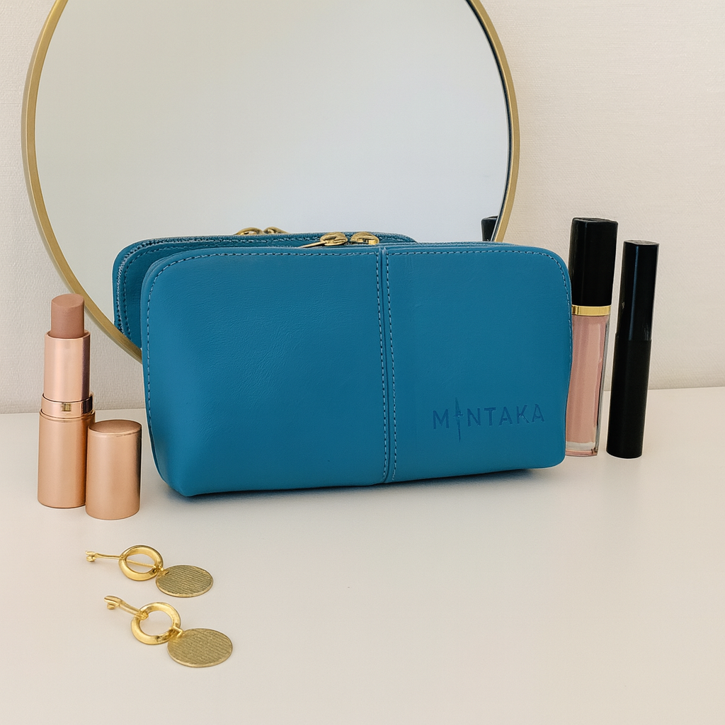 Gina Domed Leather Cosmetic Bag
