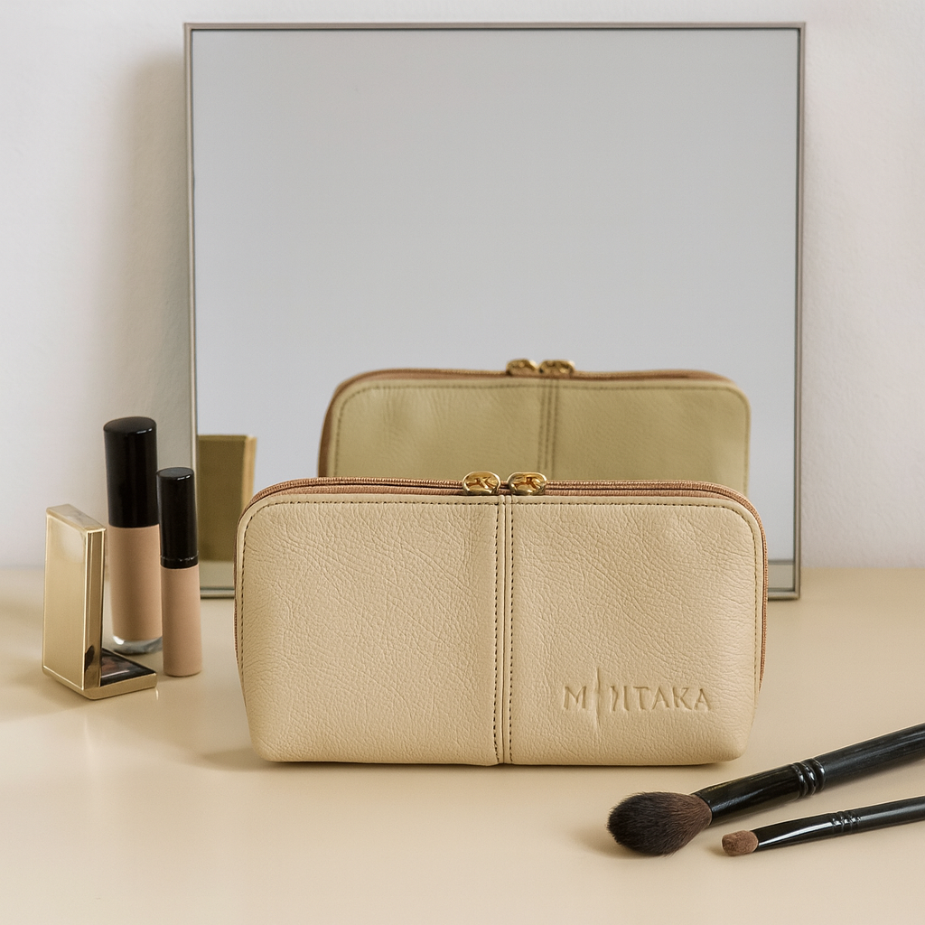 Gina Domed Leather Cosmetic Bag