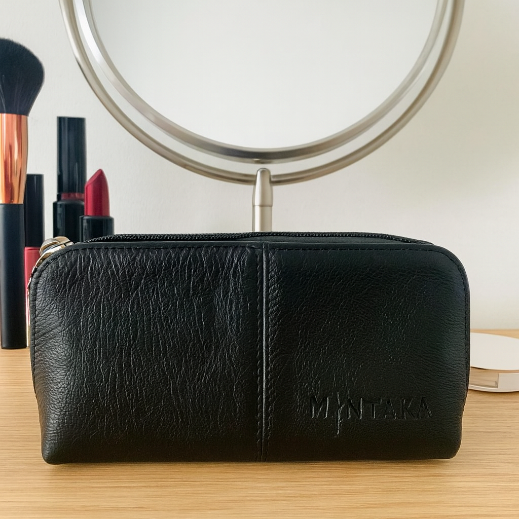 Gina Domed Leather Cosmetic Bag
