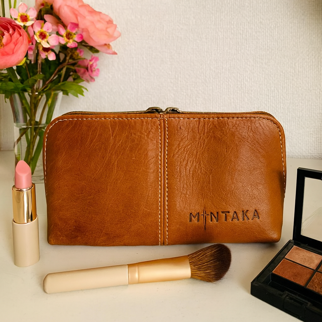 Gina Domed Leather Cosmetic Bag