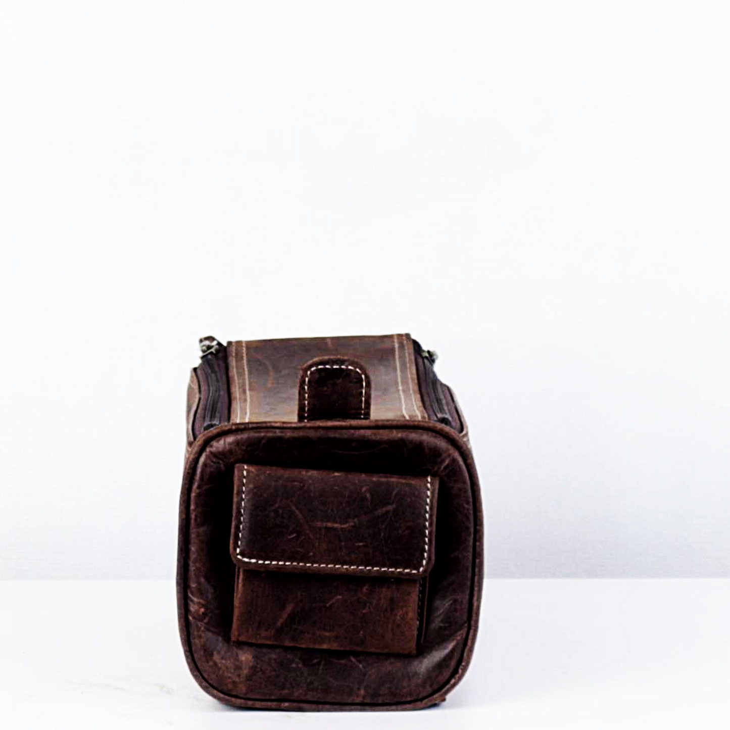 Double Zip Leather Washbag