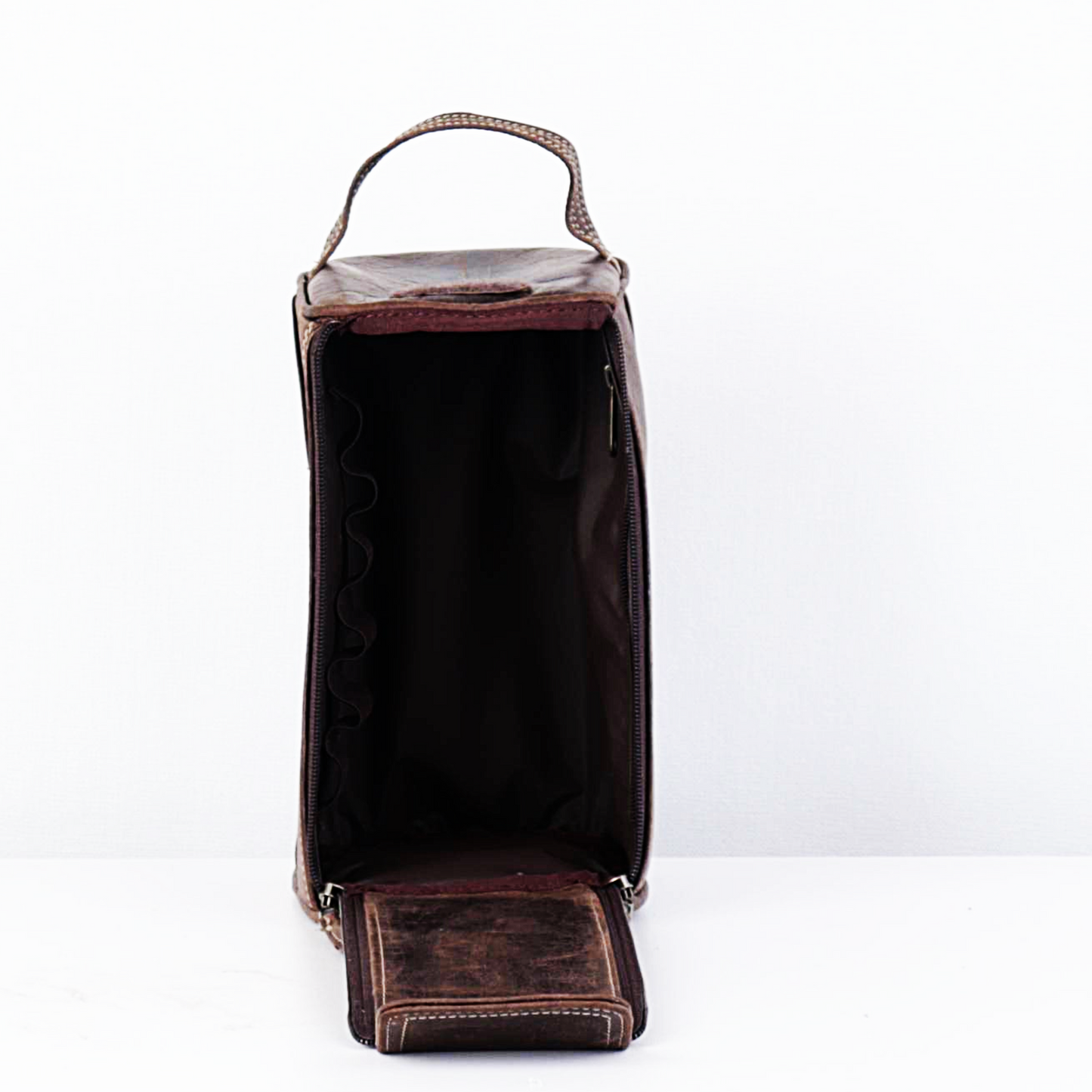 Double Zip Leather Washbag